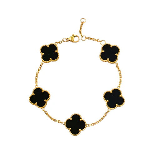 Stainless steel Black Clovie Floral bracelet