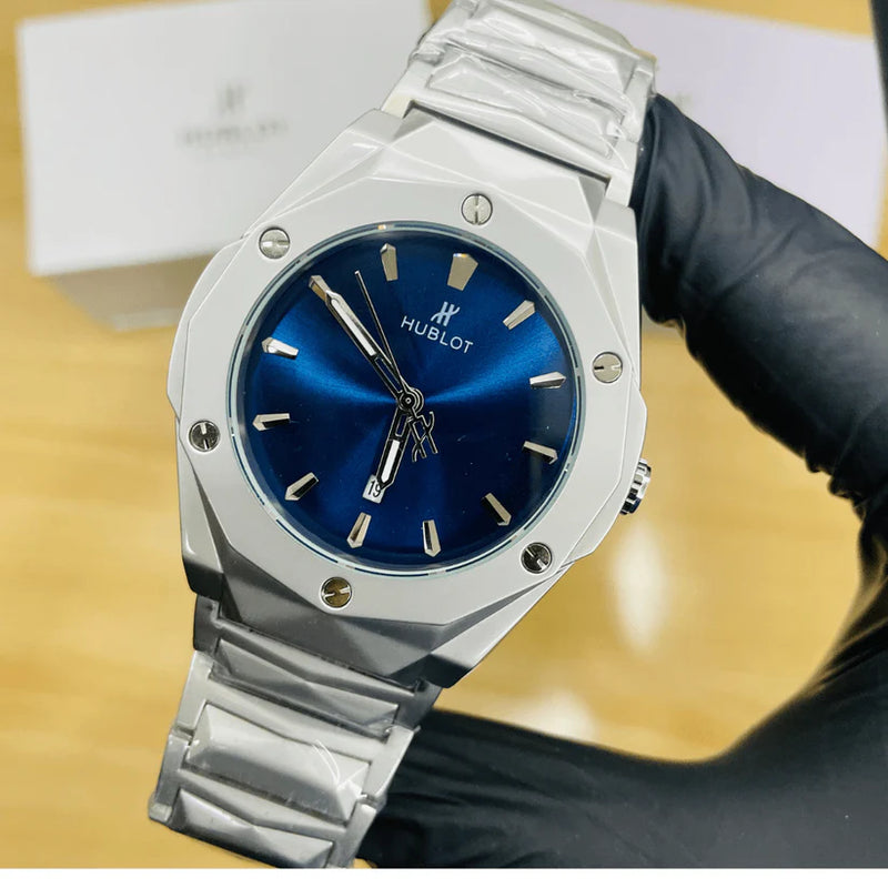 Hublot Blue Dial With Silver Chain