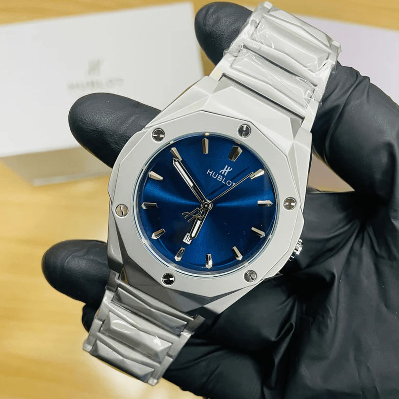 Hublot Blue Dial With Silver Chain