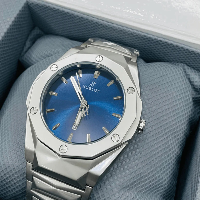Hublot Blue Dial With Silver Chain