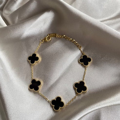 Stainless steel Black Clovie Floral bracelet